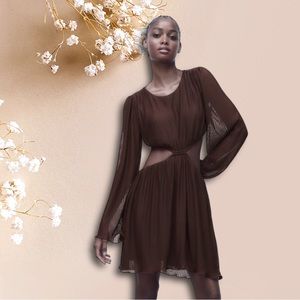 NWT ZARA CUTOUT PLEATED MINI DRESS